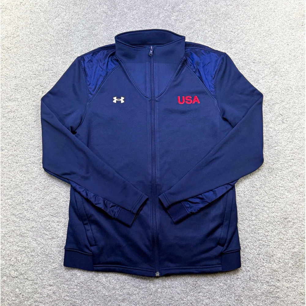 Under Armour USA Track & Field Full Zip Track Jacket Men's Medium Blue USA